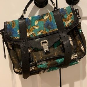PS1 Leather Trim Printed Floral Canvas Bag